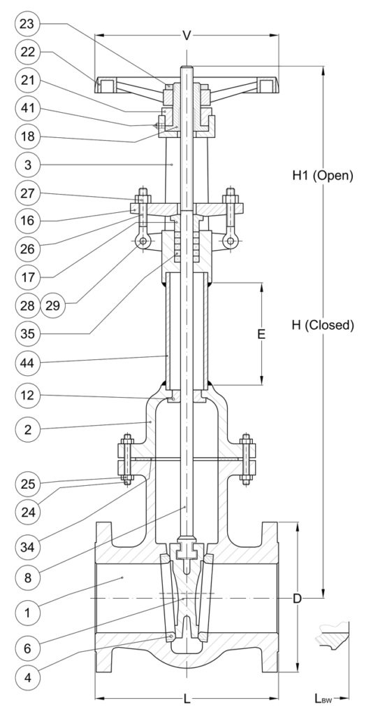 Cryogenic Gate Valve Drawing