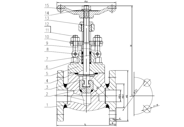 Forge Steel Gate Valve Drawing