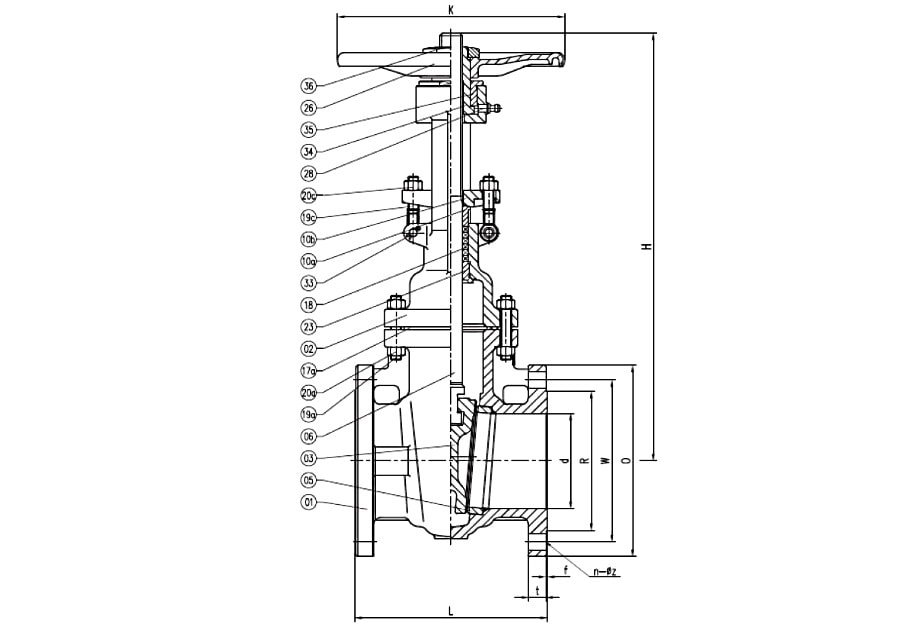 Cast Steel Gate Valve Drawing