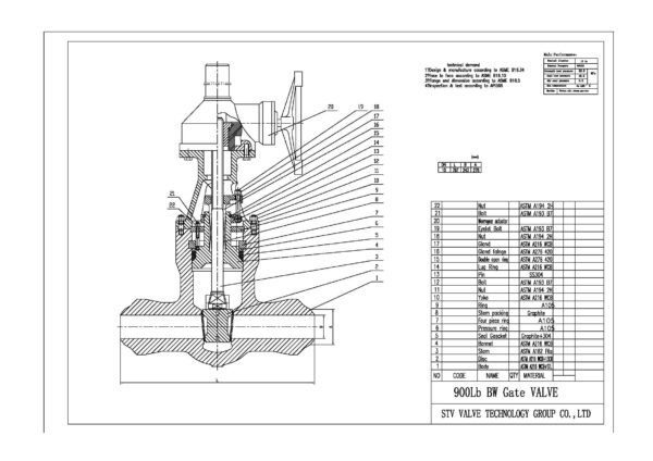 Drawing for Pressure Seal Gate Valve