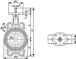 Wafer Type Butterfly Valve DWG